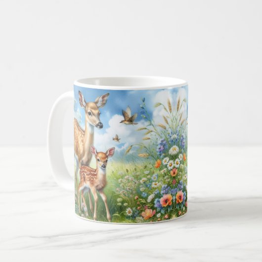 Mug Le cerf en jachère se tient debout dans la boue Fl (Devant gauche)