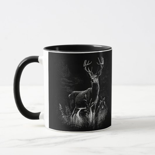 Mug Le cerf majestueux en pleine nature - Art noir et  (Gauche)