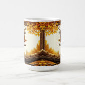 Mug Le cerf saute à travers une forêt d'automne enchan (Centre)