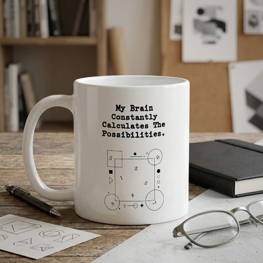 Mug Le cerveau calcule les possibilités | Penseur math