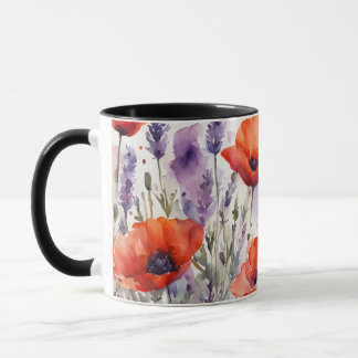 Mug Le charme de la nature : les pavots et la lavande
