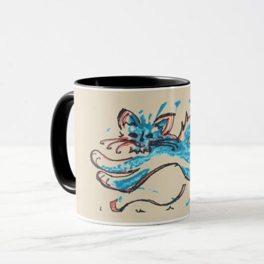 Mug le chat aquatique saute sur le arrière - plan (Devant gauche)