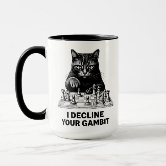 Mug Le chat d'échecs décline votre gambit (Gauche)