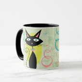 Mug Le Chat noir atomique moderne du milieu du siècle (Devant gauche)