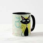 Mug Le Chat noir atomique moderne du milieu du siècle (Devant droit)