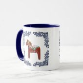Mug Le cheval de Dala de Suédois avec Delft bleu a mis (Devant gauche)