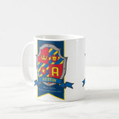 Mug Le chevalier d'Austin bouclier rouge nom bleu sign (Devant gauche)