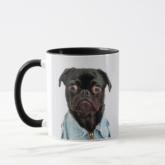 Mug Le chien noir de carlin ajoutent le texte (Gauche)