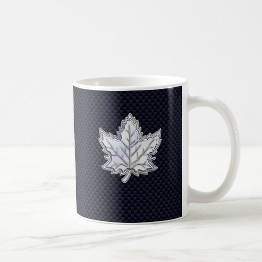 Mug Le chrome aiment la feuille d'érable sur le noir (Droite)