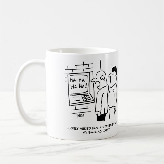 Mug Le client bancaire demande au distributeur de bill (Gauche)