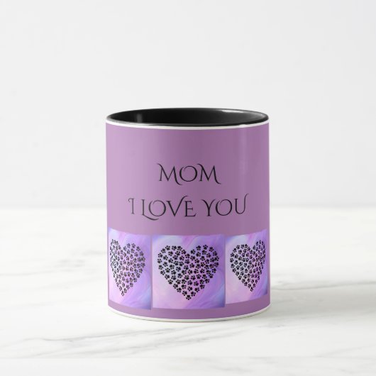 Mug Le coeur pourpre deux de "MAMAN" JE T'AIME a (Centre)