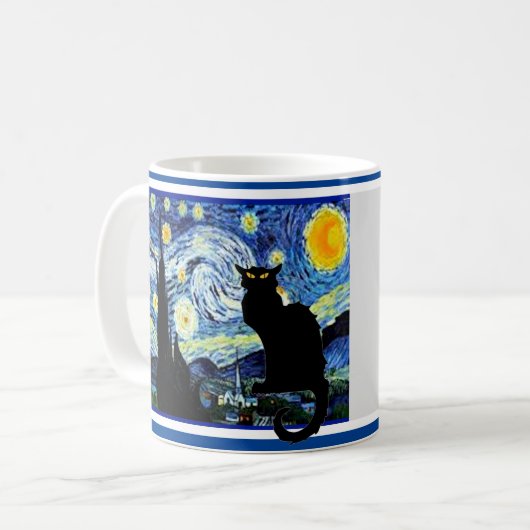 Mug Le Conversation Noir dans la nuit étoilée (Devant gauche)