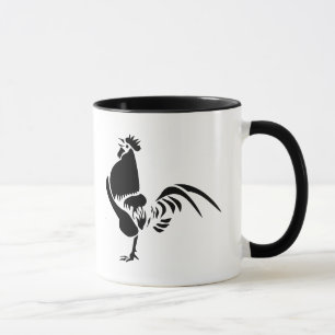 Mug Le coq noir qui croise l'alarme du bon matin