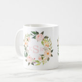 Mug Le cru rougissent guirlande florale de roses roses (Devant gauche)