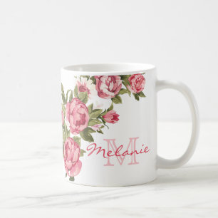 Mug Le cru rougissent les pivoines roses nom,