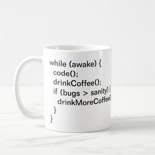 Mug Le cycle du café du programmeur (Gauche)