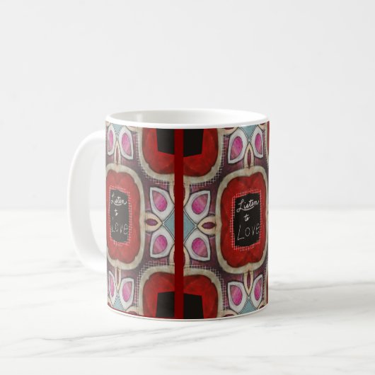 Mug "Le design complexe de Mandala avec 'Ecouter l'amo (Devant gauche)