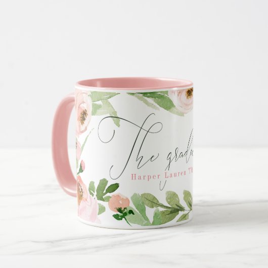 MUG LE DIPLÔMÉ ROUGISSENT AQUARELLE FLORALE (Devant gauche)