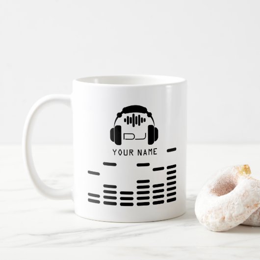 Mug Le DJ noir et blanc dénomment la couverture (Avec donut)