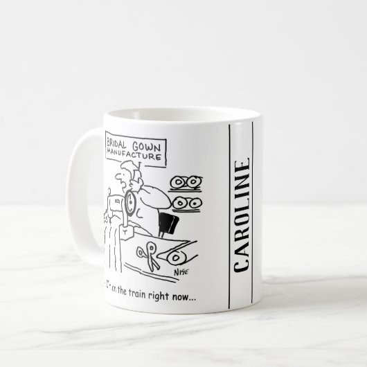 Mug Le fabricant de vêtements mariage est "sur le trai (Devant gauche)
