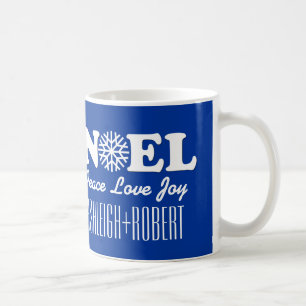 Mug Le flocon de neige de Noël de NOEL couple le BLEU