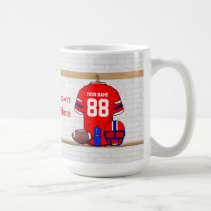 Mug Le football bleu blanc rouge personnalisé Jersey