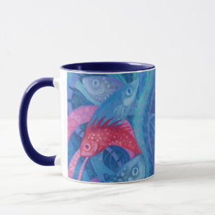 Mug Le frai, le poisson, rose et bleu, sous l'eau