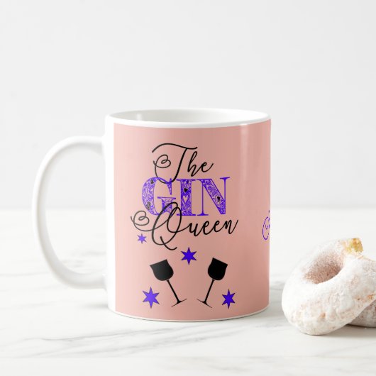 Mug Le Gin Queen Rose élégant (Avec donut)