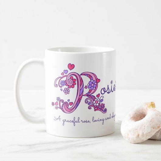 Mug Le griffonnage nommé de signification de Rosie (Avec donut)