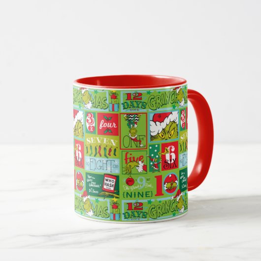 Mug Le Grinch | 12 Jours de Grinchmas Pattern (Devant droit)