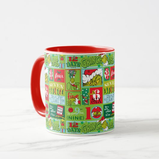 Mug Le Grinch | 12 Jours de Grinchmas Pattern (Devant gauche)