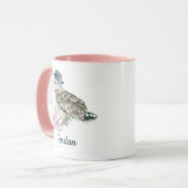 Mug Le hibou d'aquarelle | ajoutent votre nom (Devant gauche)