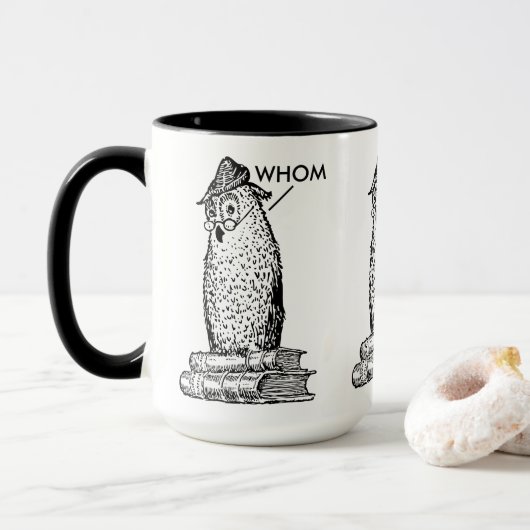 Mug Le hibou de grammaire indique qui (Avec donut)