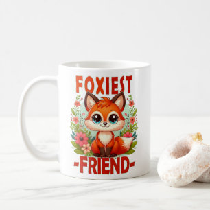 Mug Le jeu de mot Foxiest Friend. Caricature du chiot