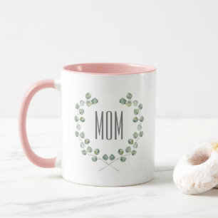 Mug Le jour de mère du cadre   de feuille d'eucalyptu