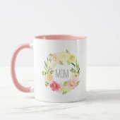 Mug Le jour de mère floral de l'aquarelle rose et (Gauche)