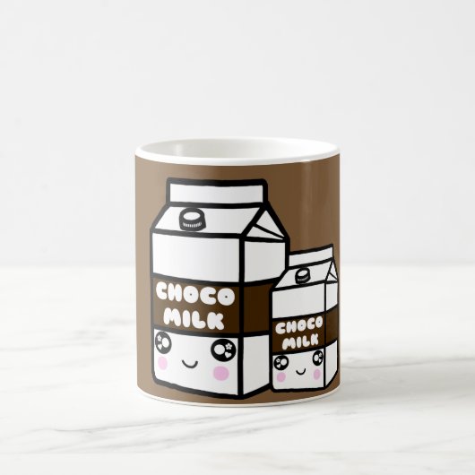 Mug le lait de chocolat kawaii mignon, le cacao chaud, (Centre)