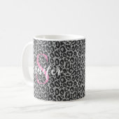 Mug Le léopard personnalise le monogramme rose et son  (Devant gauche)