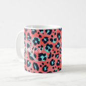 Mug Le léopard rose personnalise le monogramme et le n (Devant gauche)