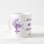 Mug Le lilas floral fleurit épouser daté (Devant gauche)