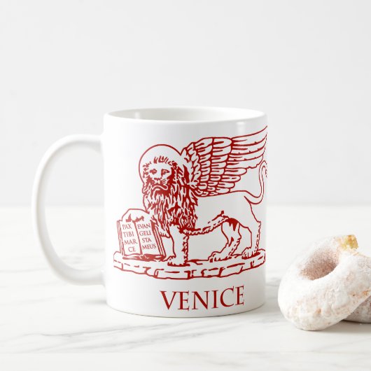 Mug Le lion à ailes de Venise, Italie (Avec donut)