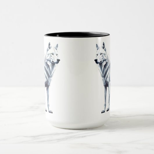 Mug Le loup blanc : l'élégance en géométrie (Centre)