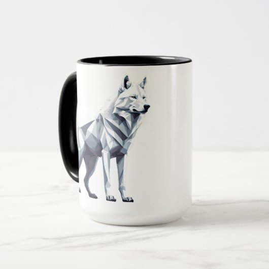 Mug Le loup blanc : l'élégance en géométrie (Devant gauche)