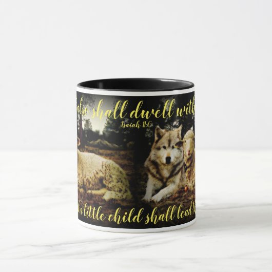 Mug "Le loup demeurera avec l'agneau" fixant (Centre)