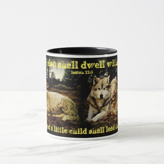 Mug "Le loup demeurera avec l'agneau" fixant (Centre)