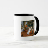 Mug Le magasin de coiffeur avec des singes et des (Devant droit)