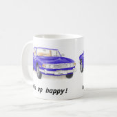 Mug Le mâle de Triumph, voiture bleue classique (Devant gauche)