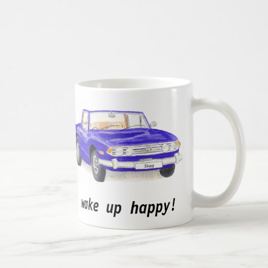 Mug Le mâle de Triumph, voiture bleue classique (Droite)