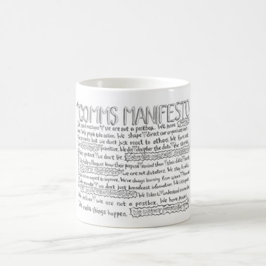 Mug Le manifeste de Comms - version de l'anglais des (Centre)
