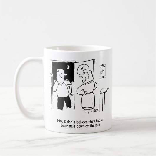 Mug Le mari dit qu'il y a eu une vente de bière au pub (Gauche)